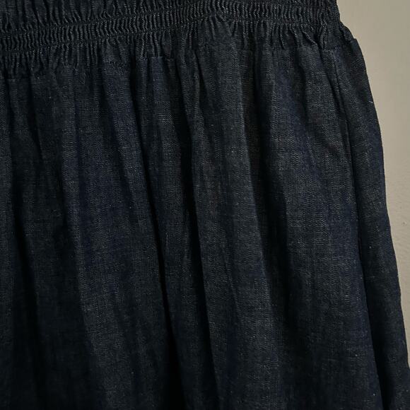 Madewell Women's Smocked Waist Denim Cotton Midi Skirt M Medium New - Picture 4 of 7